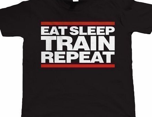 vectorbomb , Eat Sleep Train Repeat, Mens Fitness T-Shirt (L, Black) [Apparel]